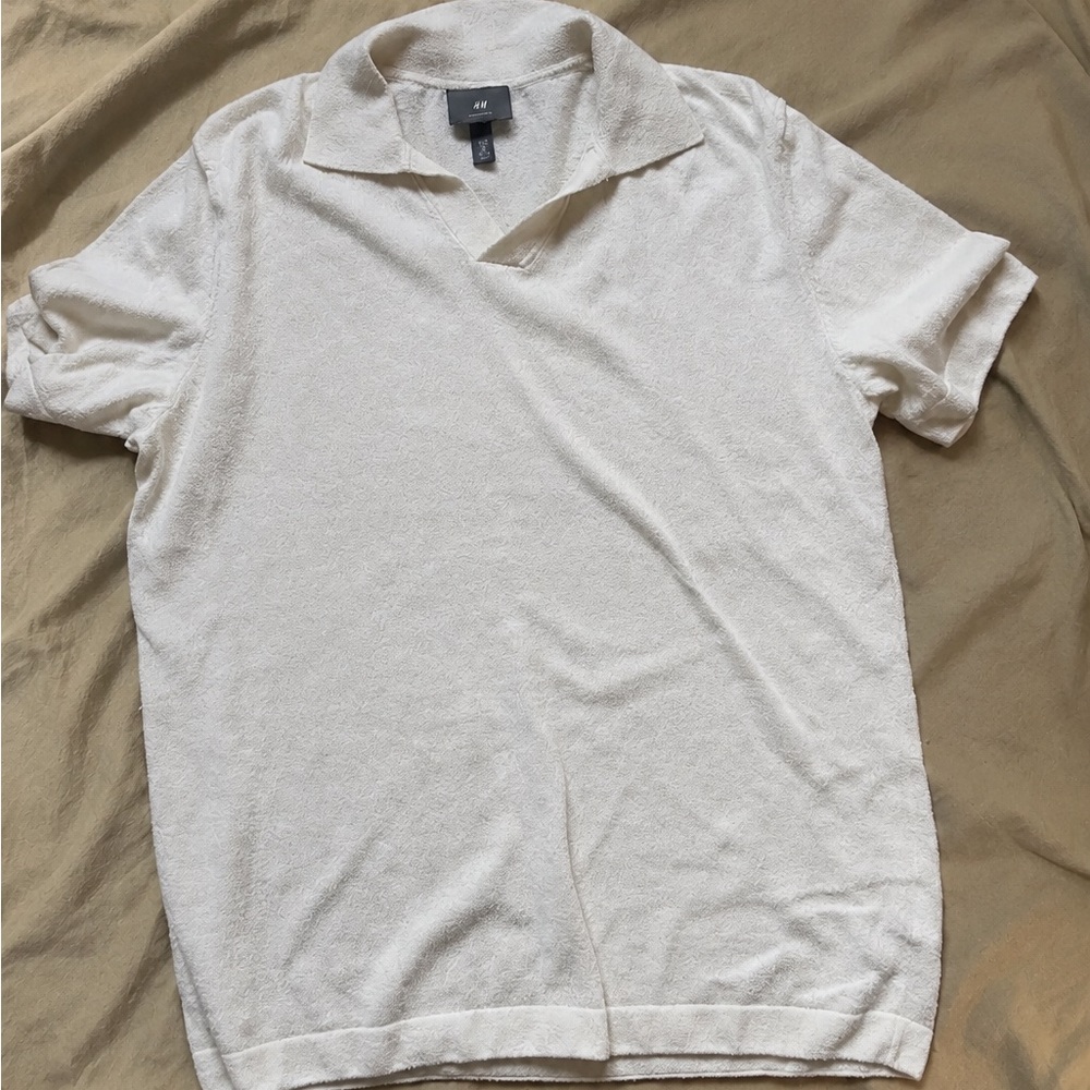 H&M Men's Off-White Terry Polo